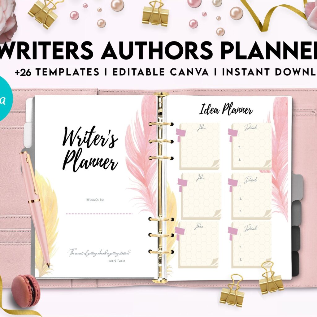 Author Planner, Writers Planner, Book Writing Planner, Novel Planner, Canva Editable Templates, interior Author Planner