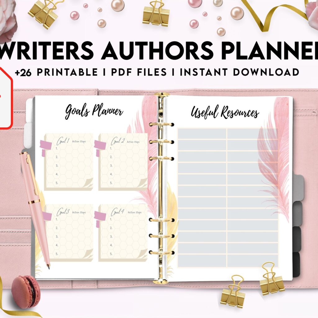 Author Planner, Writers Planner, Book Writing Planner, Novel Planner, PDF Printable, 8,5×11″ A4 size Author Planner