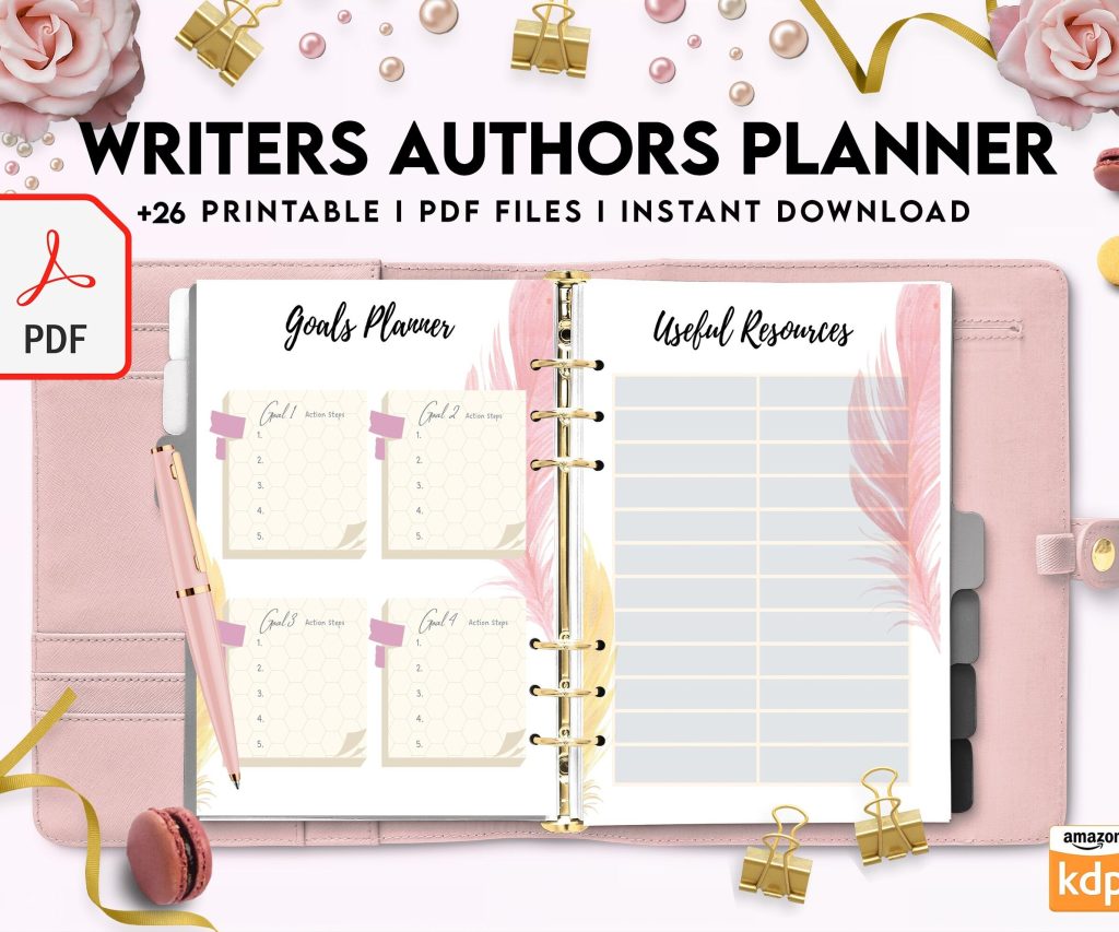 Author Planner, Writers Planner, Book Writing Planner, Novel Planner, PDF Printable, 8,5×11″ A4 size Author Planner