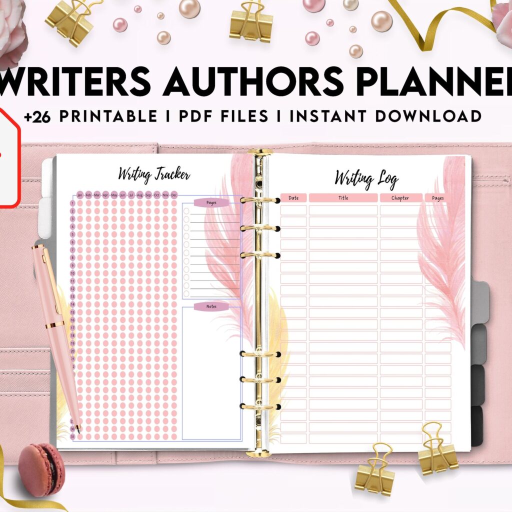 Author Planner, Writers Planner, Book Writing Planner, Novel Planner, PDF Printable, 8,5×11″ A4 size Author Planner