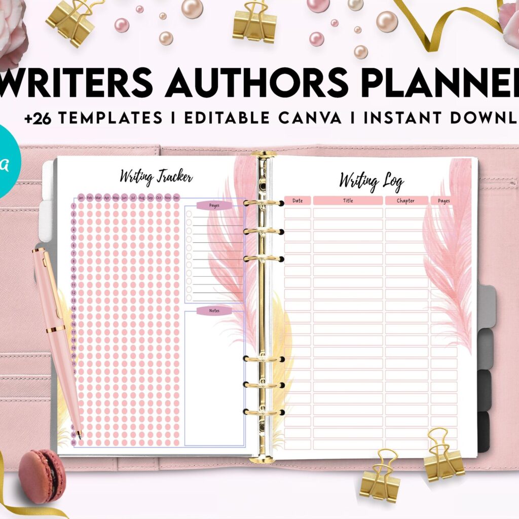 Author Planner, Writers Planner, Book Writing Planner, Novel Planner, Canva Editable Templates, interior Author Planner