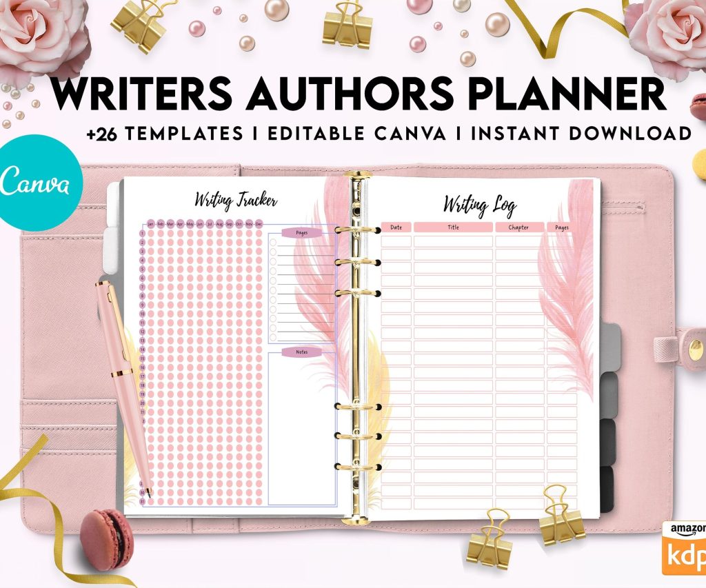 Author Planner, Writers Planner, Book Writing Planner, Novel Planner, Canva Editable Templates, interior Author Planner