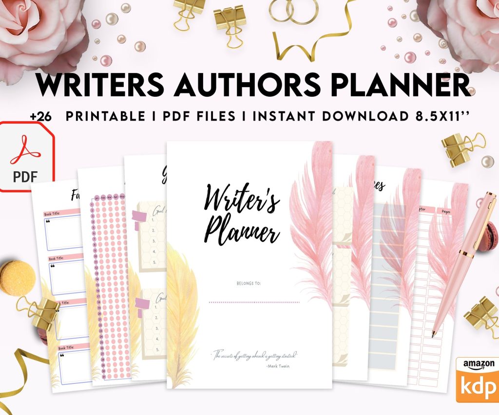 Author Planner, Writers Planner, Book Writing Planner, Novel Planner, PDF Printable, 8,5×11″ A4 size Author Planner