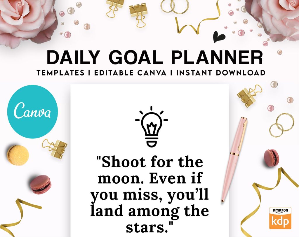 Goal planner Daily, 5 Canva Editable Interiors Templates for Journal ...
