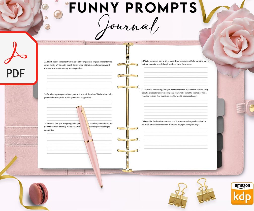Funny Prompt Journal 34 Pages, 8.5×11" Printable Planner COMMERCIAL Use Funny Prompt Journal
