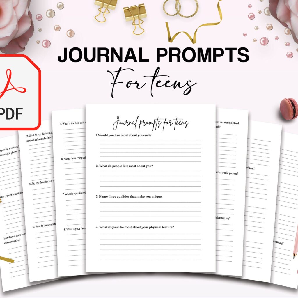 Teens self-discovery Promptly Journal 51 Pages, 8.5×11" Printable Planner COMMERCIAL Use guided journal