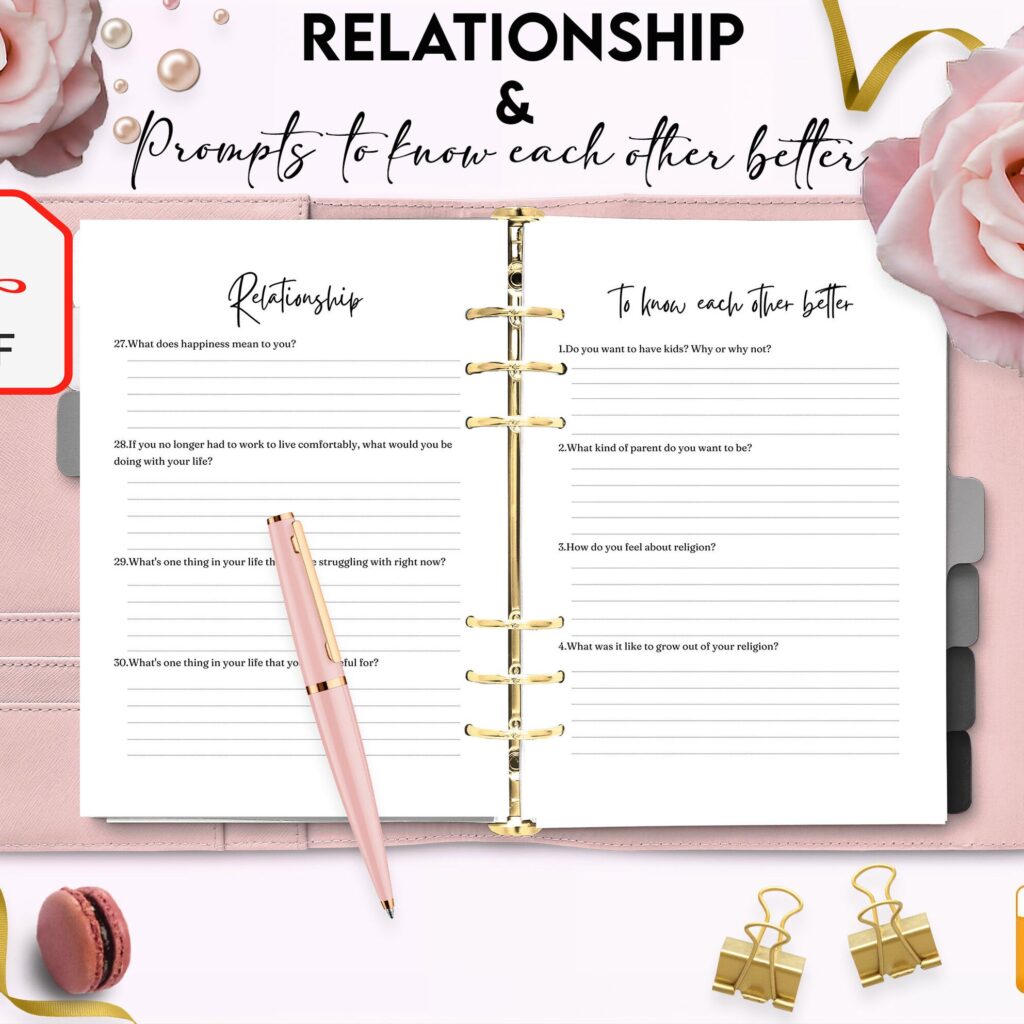 Couples & Relationship guided journal With Prompts 26 pages PDF, 8.5×11" Printable PDF COMMERCIAL Use Couples journal