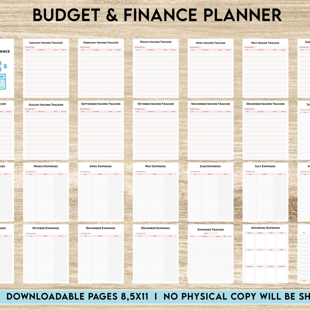 Free Budget & Finance Planner PDF Printable, 8,5×11 inch A4 size, For journal, Notebook, Binder… binder Planner printable