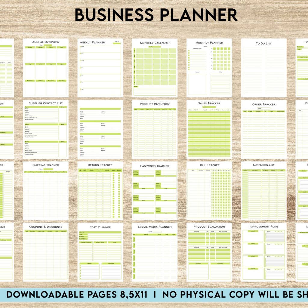 Free Business Planner, Small business Planner PDF Printable, 8,5×11 inch A4 size, For journal, Notebook, Binder… binder Planner printable