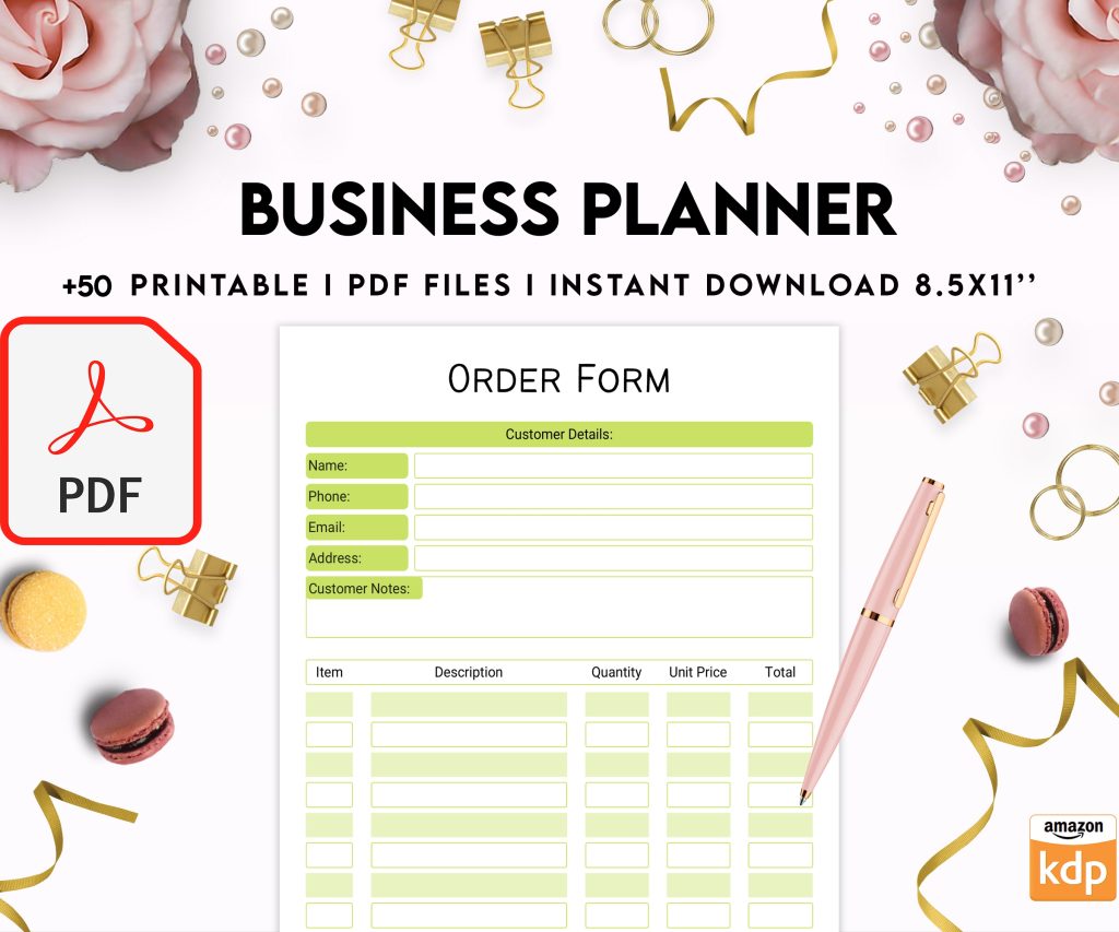 Free Business Planner, Small business Planner PDF Printable, 8,5×11 inch A4 size, For journal, Notebook, Binder… binder Planner printable