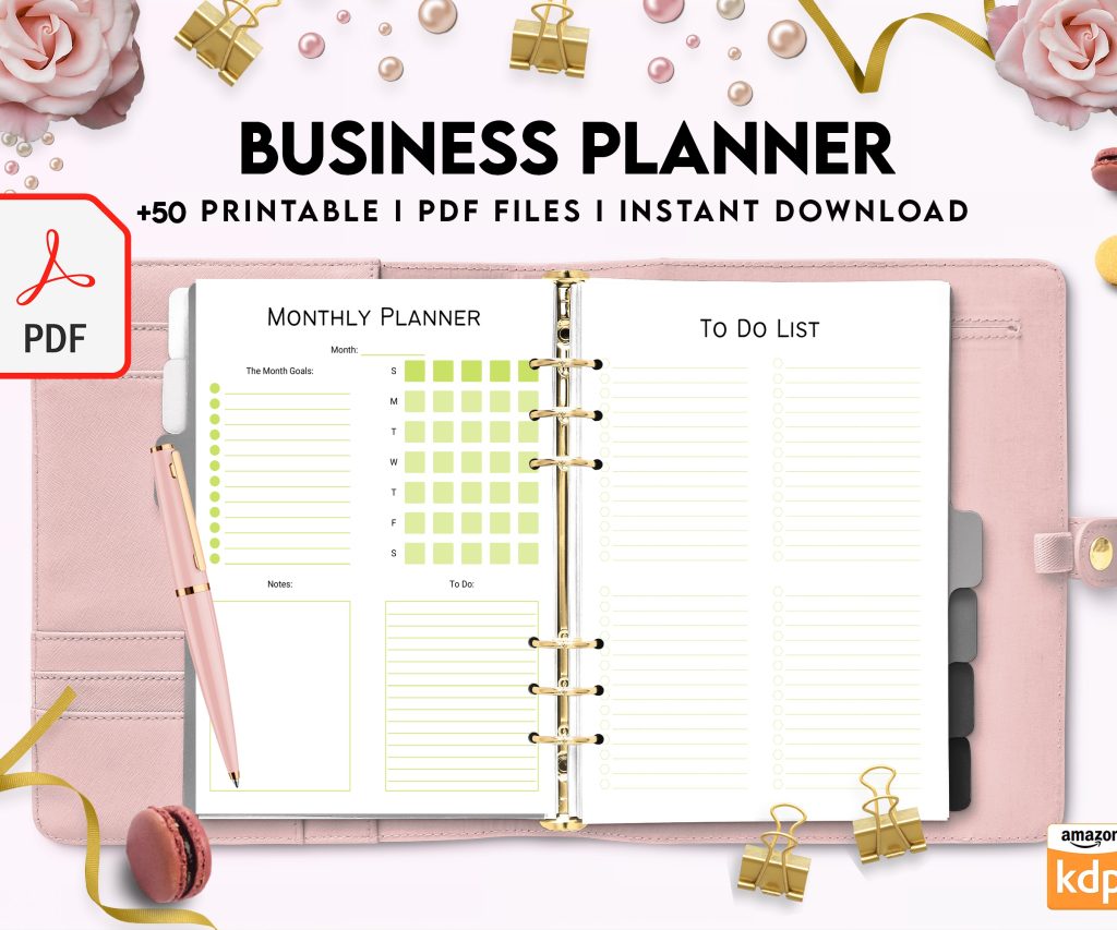 Free Business Planner, Small business Planner PDF Printable, 8,5×11 inch A4 size, For journal, Notebook, Binder… binder Planner printable