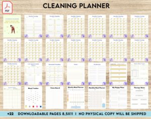 Free Cleaning Planner PDF Printable, 8,5×11 inch A4 size, For journal, Notebook, Binder… binder Planner printable