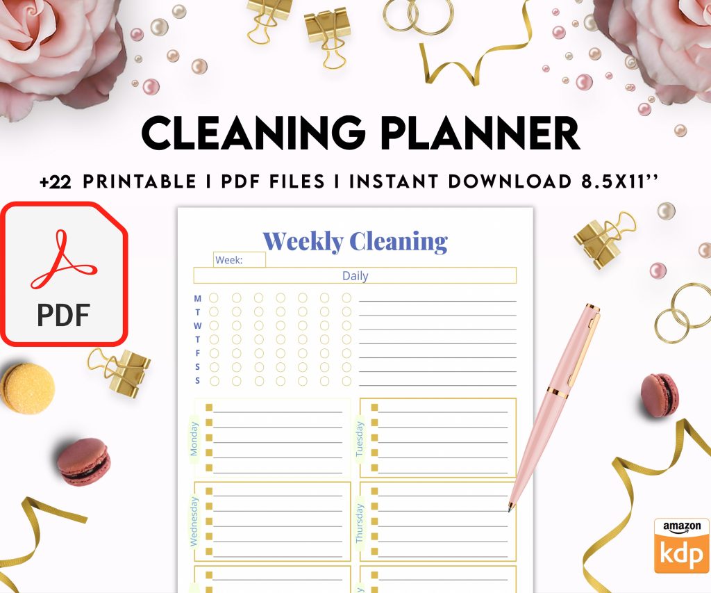Free Cleaning Planner PDF Printable, 8,5×11 inch A4 size, For journal, Notebook, Binder… binder Planner printable