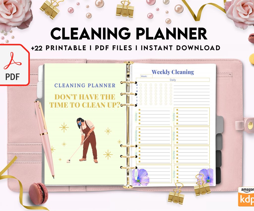 Free Cleaning Planner PDF Printable, 8,5×11 inch A4 size, For journal, Notebook, Binder… binder Planner printable