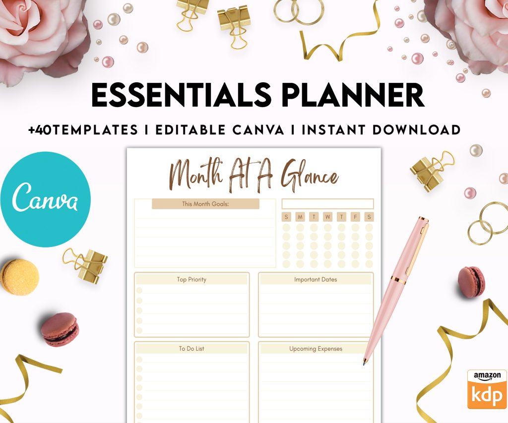 Free Essentials Planner PDF Printable, 8,5×11 inch A4 size, For journal, Notebook, Binder… binder Planner printable