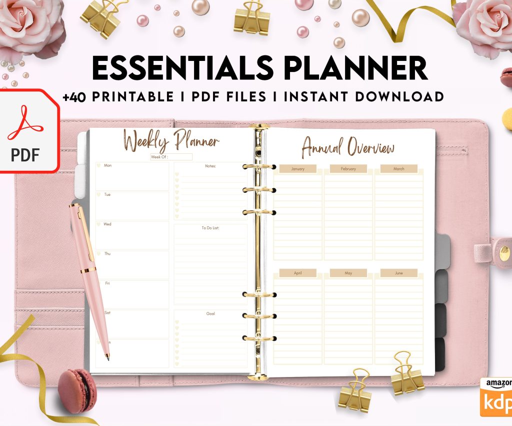Free Essentials Planner PDF Printable, 8,5×11 inch A4 size, For journal, Notebook, Binder… binder Planner printable