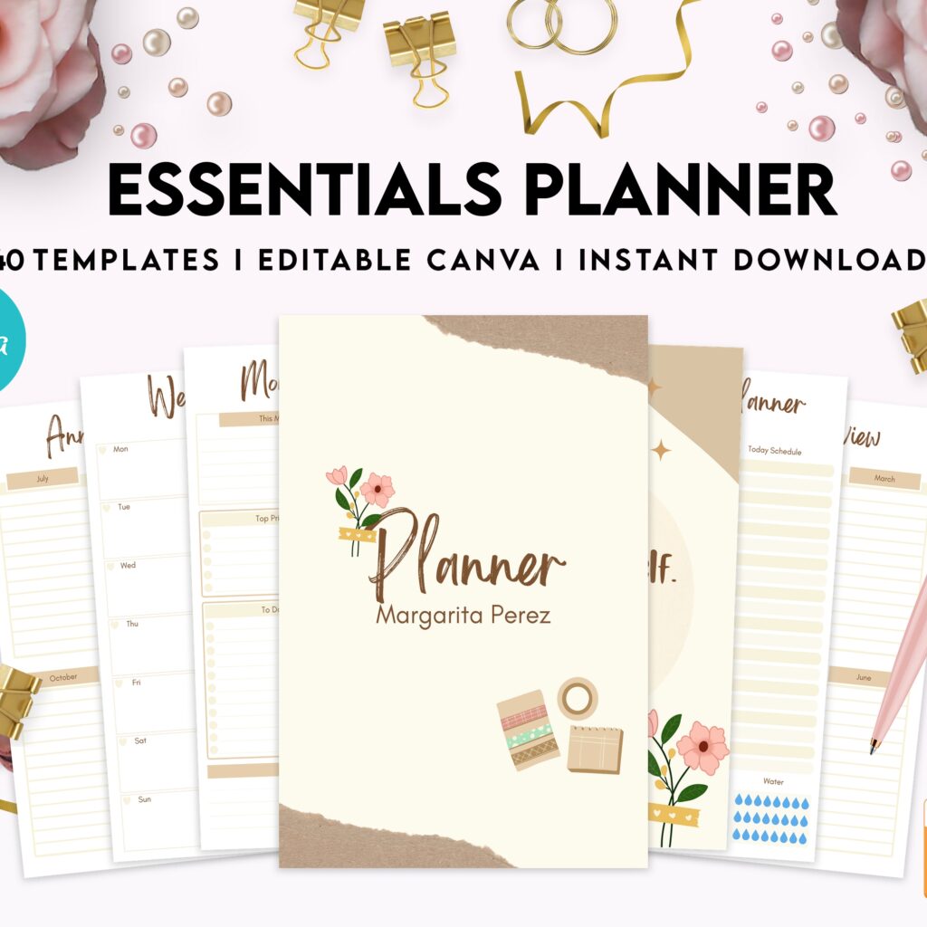 Free Essentials Planner PDF Printable, 8,5×11 inch A4 size, For journal, Notebook, Binder… binder Planner printable