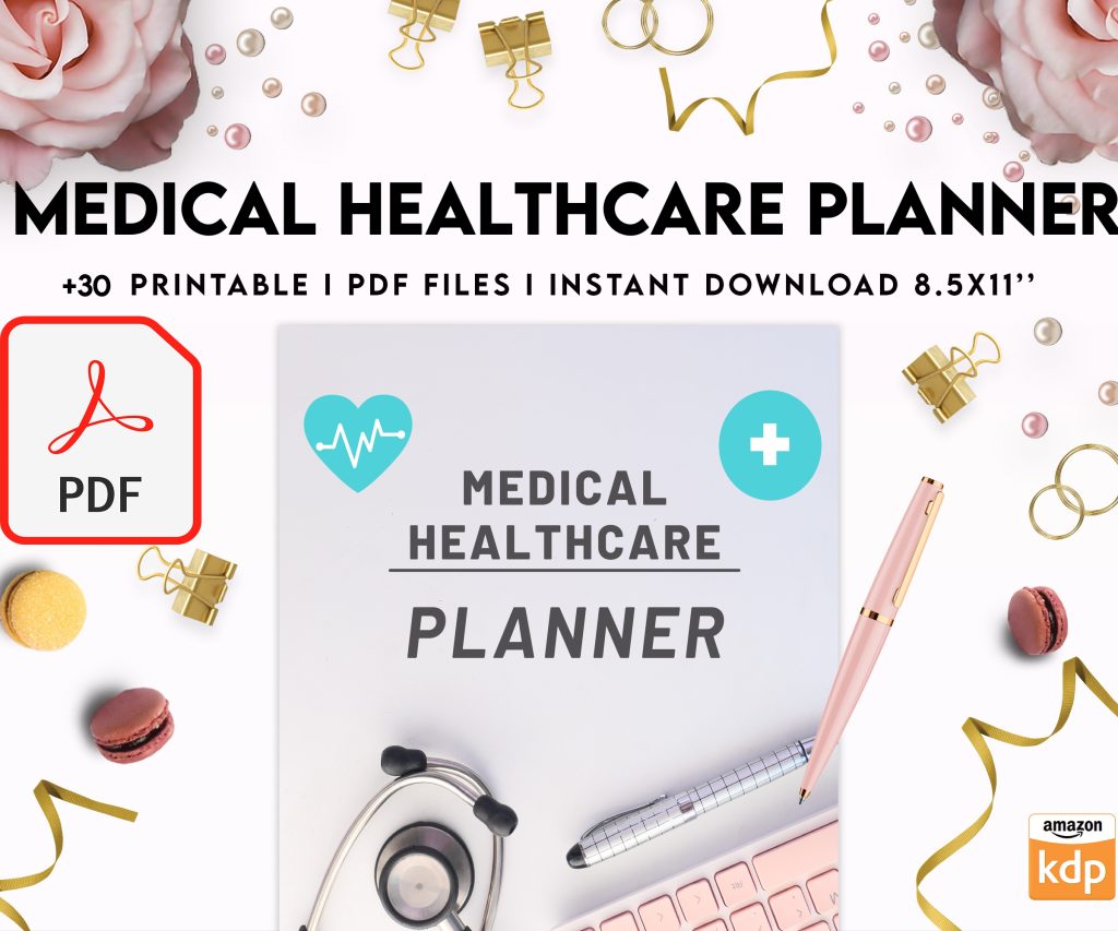 Free Medical Healthcare Planner PDF Printable, 8,5×11 inch A4 size, For journal, Notebook, Binder… binder Planner printable