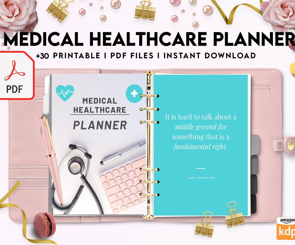 Free Medical Healthcare Planner PDF Printable, 8,5×11 inch A4 size, For journal, Notebook, Binder… binder Planner printable