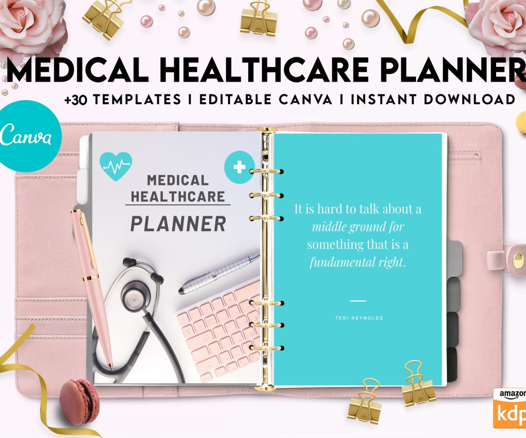 Free Medical Healthcare Planner PDF Printable, 8,5×11 inch A4 size, For journal, Notebook, Binder… binder Planner printable