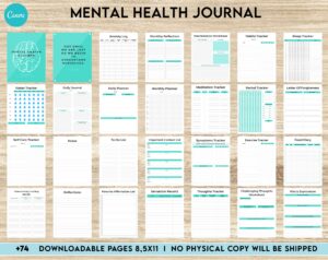 Free Mental Health Journal PDF Printable, 8,5×11 inch A4 size, For journal, Notebook, Binder… binder Planner printable