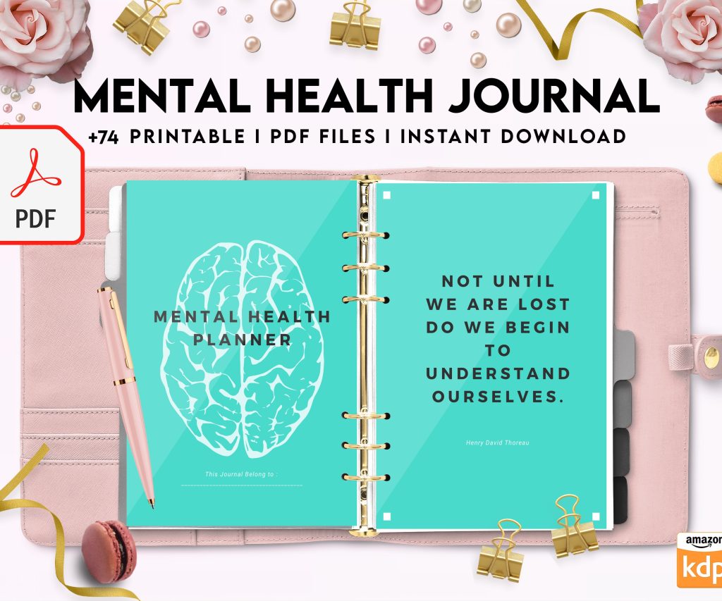 Free Mental Health Journal PDF Printable, 8,5×11 inch A4 size, For journal, Notebook, Binder… binder Planner printable