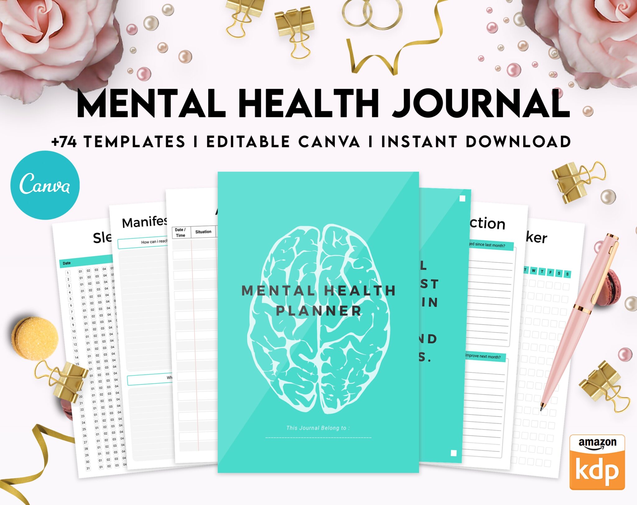 Canva editable Mental Health Templates, 8,5x11 inch A4 size, For ...