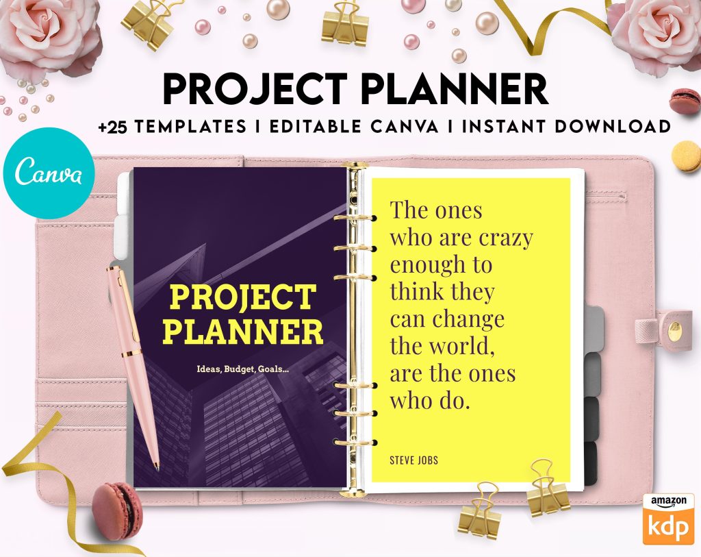 Project Planner Canva Editable Templates, 8,5x11 inch A4 size, For ...