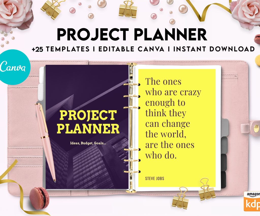 Free Project Planner PDF Printable, 8,5×11 inch A4 size, For journal, Notebook, Binder… binder Planner printable