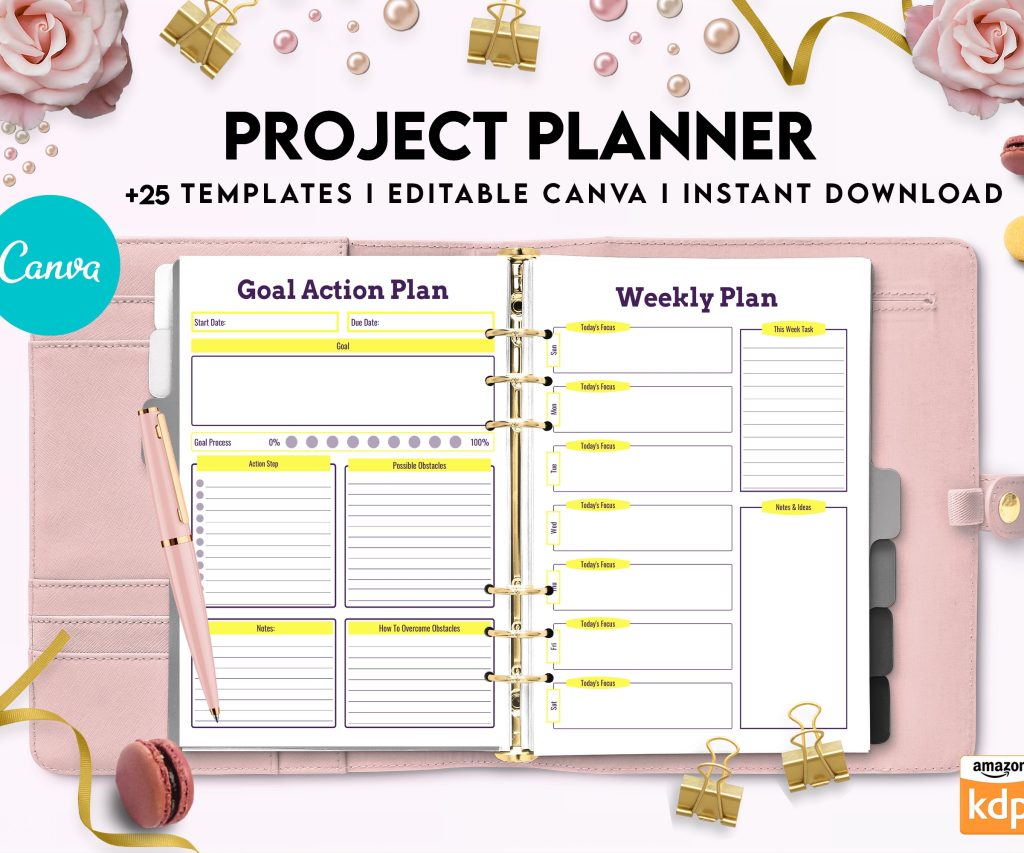 Free Project Planner PDF Printable, 8,5×11 inch A4 size, For journal, Notebook, Binder… binder Planner printable