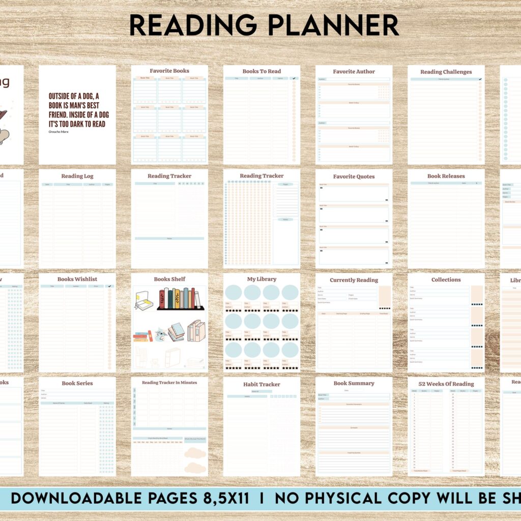 Free Reading Planner PDF Printable, 8,5×11 inch A4 size, For journal, Notebook, Binder… binder Planner printable