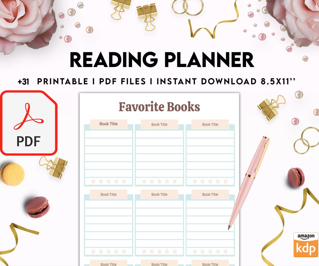Free Reading Planner PDF Printable, 8,5×11 inch A4 size, For journal, Notebook, Binder… binder Planner printable