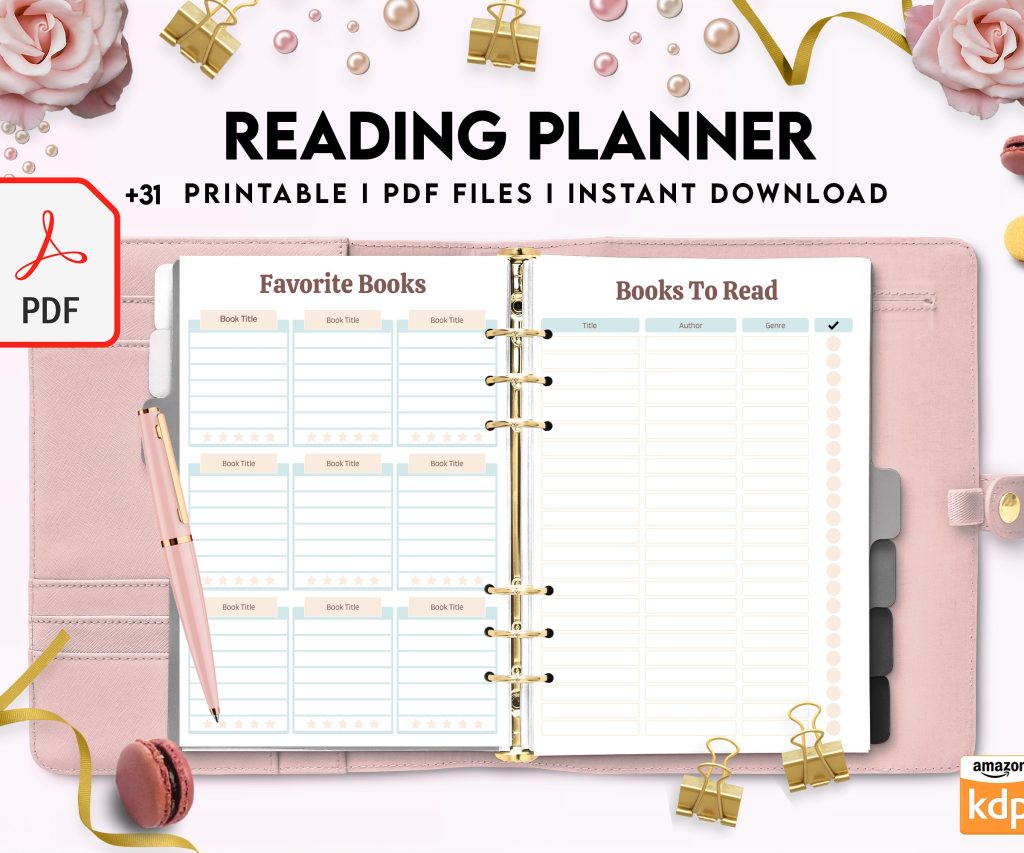 Free Reading Planner PDF Printable, 8,5×11 inch A4 size, For journal, Notebook, Binder… binder Planner printable