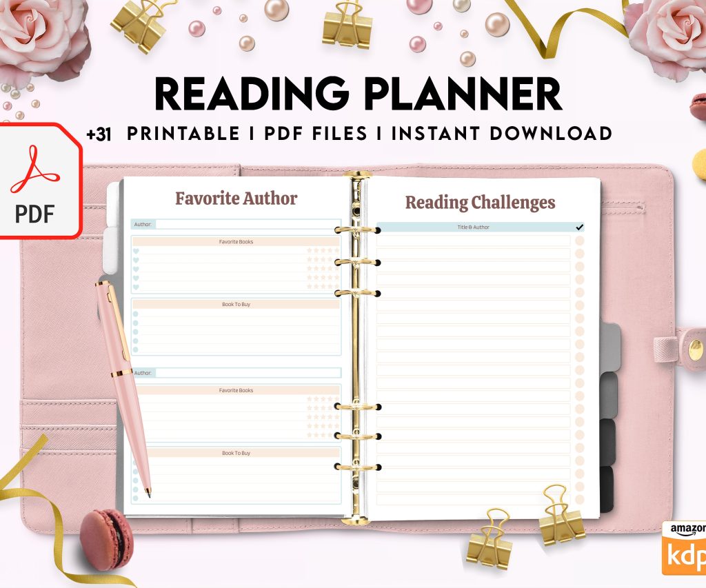 Free Reading Planner PDF Printable, 8,5×11 inch A4 size, For journal, Notebook, Binder… binder Planner printable