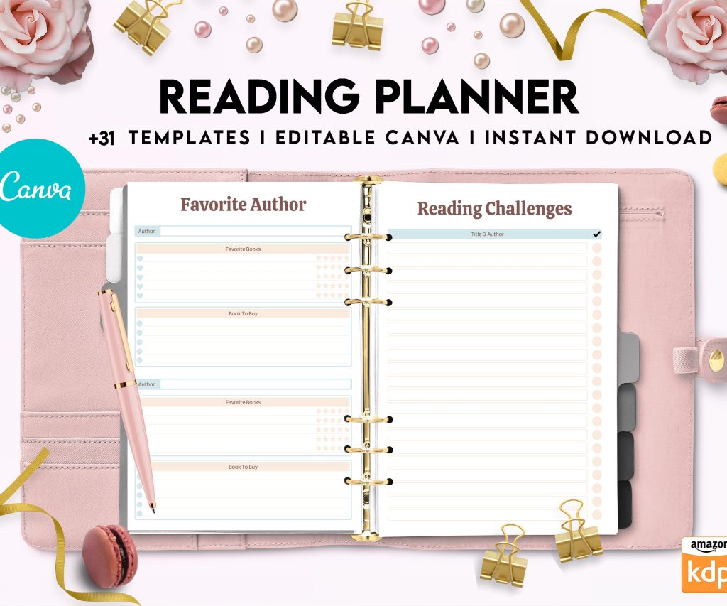 Free Reading Planner PDF Printable, 8,5×11 inch A4 size, For journal, Notebook, Binder… binder Planner printable