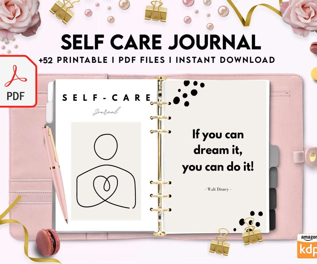 Free Self Care Journal PDF Printable, 8,5×11 inch A4 size, For journal, Notebook, Binder… binder Planner printable