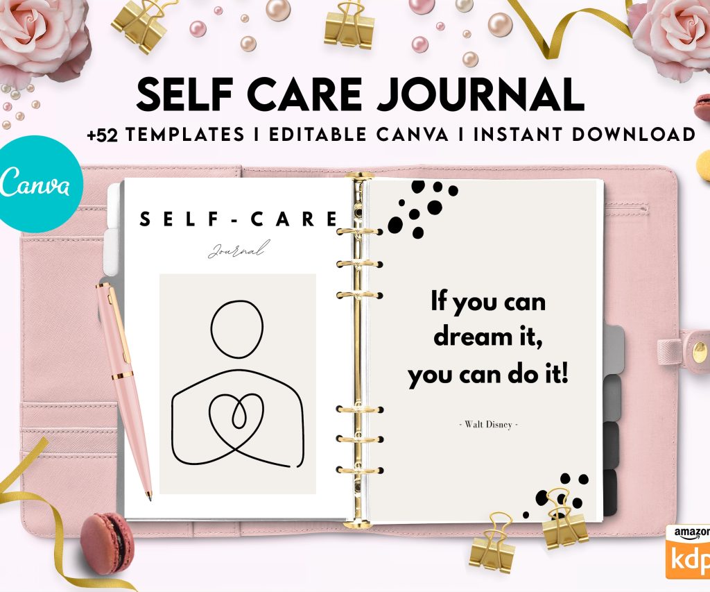 Free Self Care Journal PDF Printable, 8,5×11 inch A4 size, For journal, Notebook, Binder… binder Planner printable
