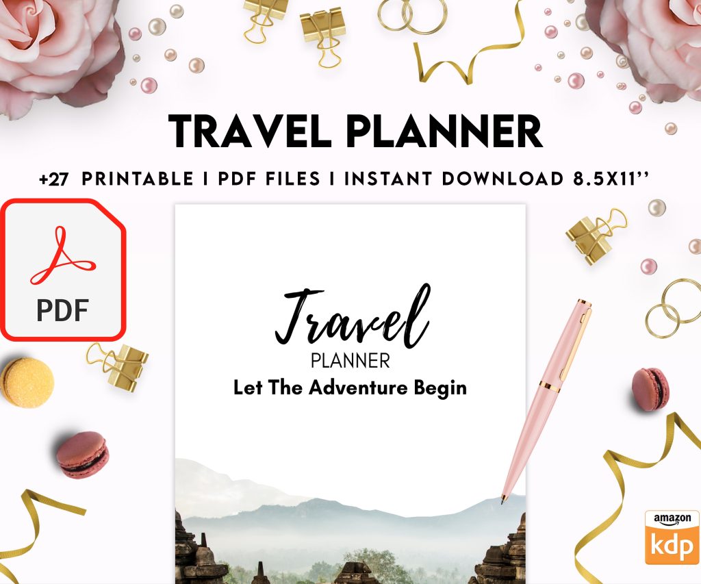 Free Travel Planner PDF Printable, 8,5×11 inch A4 size, For journal, Notebook, Binder… binder Planner printable
