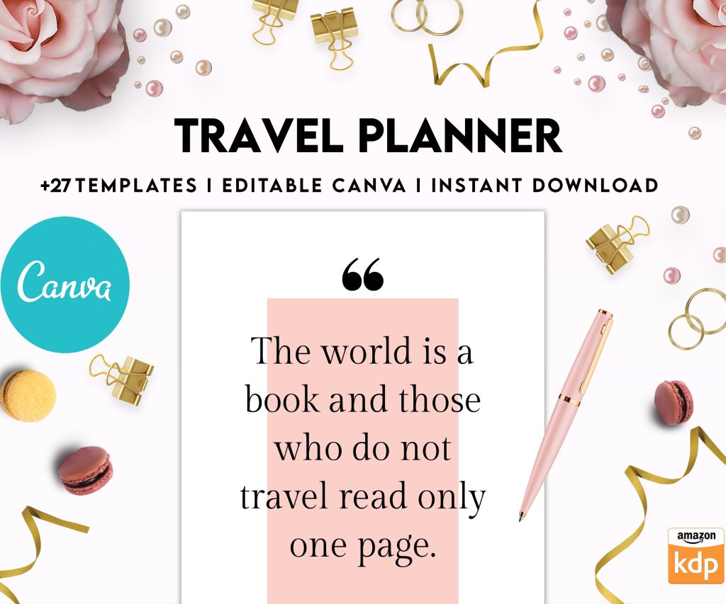 Free Travel Planner PDF Printable, 8,5×11 inch A4 size, For journal, Notebook, Binder… binder Planner printable