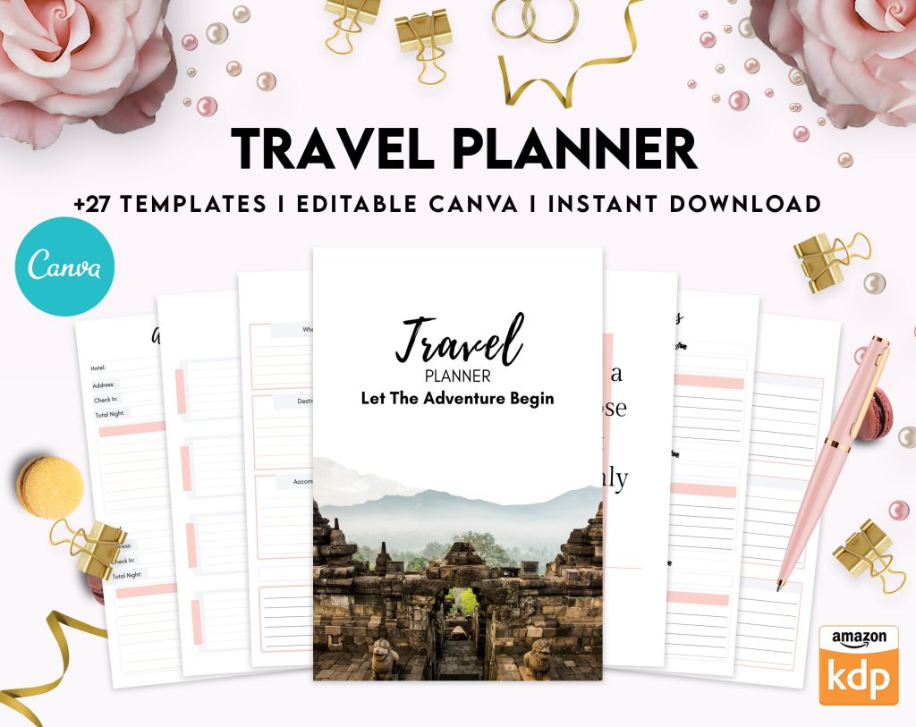 Travel Planner Canva Editable Templates, 8,5x11 inch A4 size, For ...