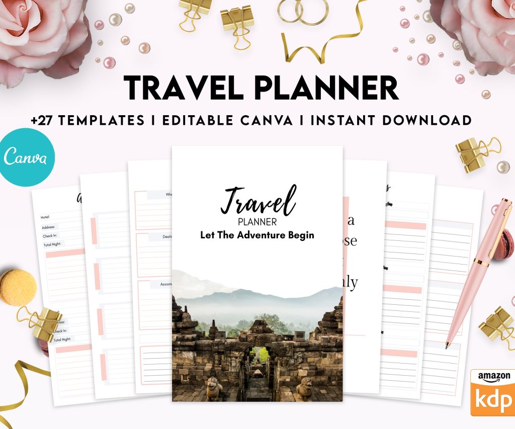 Free Travel Planner PDF Printable, 8,5×11 inch A4 size, For journal, Notebook, Binder… binder Planner printable