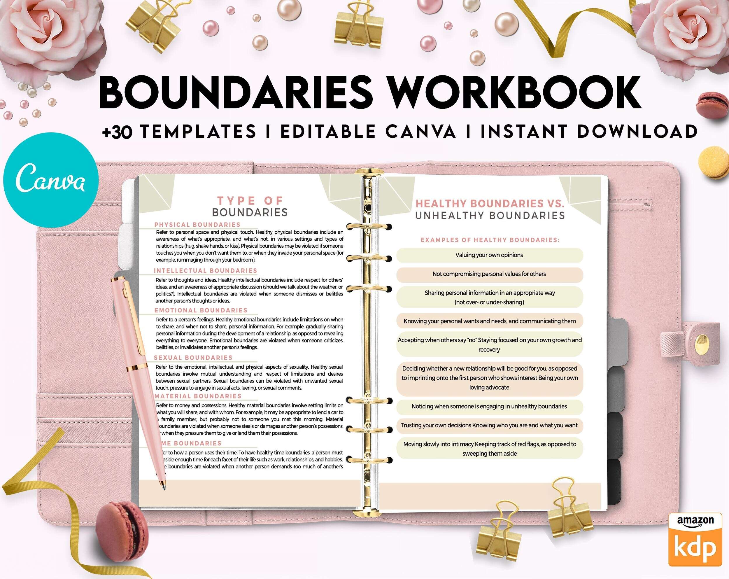 Boundaries workbook, Communicating, Canva Editable Templates