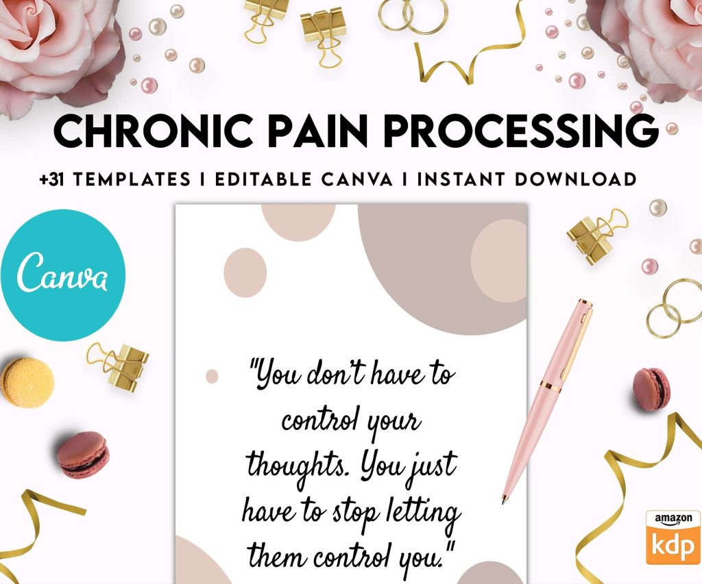 Chronic Pain Processing, chronic fatigue, chronic illnes, Pain tracker, Canva Editable Templates