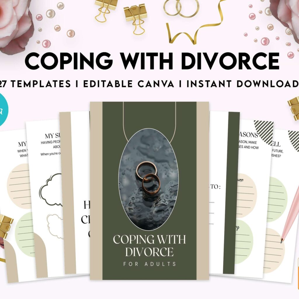 Divorce Planner Coping with Divorce for adults, Canva Editable Templates