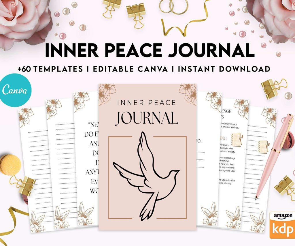 Spiritual Journal Inner Peace Journal, Calming journal, Happiness journal, Spiritual journal, Canva Editable Templates