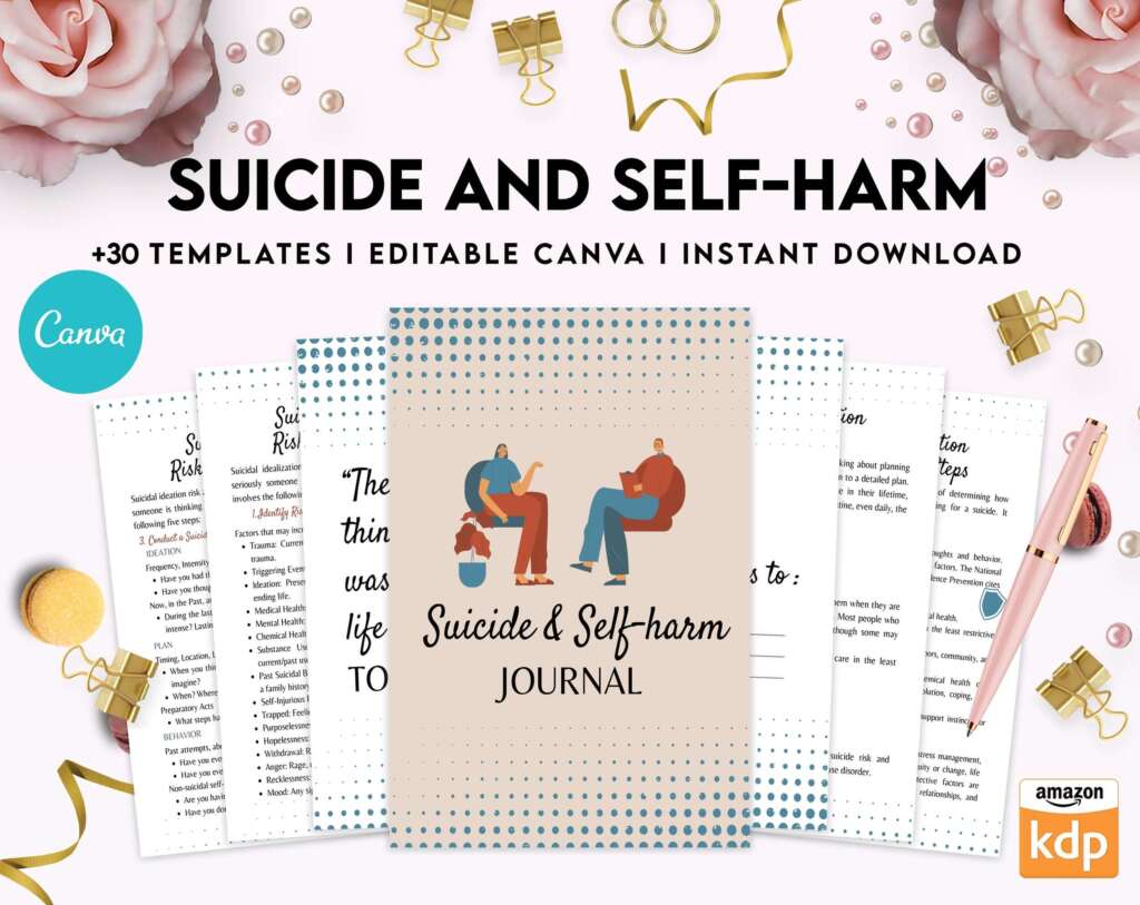 Therapy for Suicidal Thought Suicide and self-harm journal, suicide awareness,suicide prevention, Canva Editable Templates
