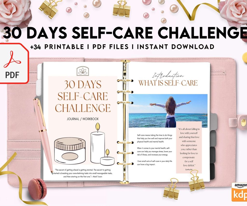 30 Day Self-care Challenge, Self care journal, self care planner, mindfulness, self love journal,wellness journal Digital Download PDF file 8,5×11 inch