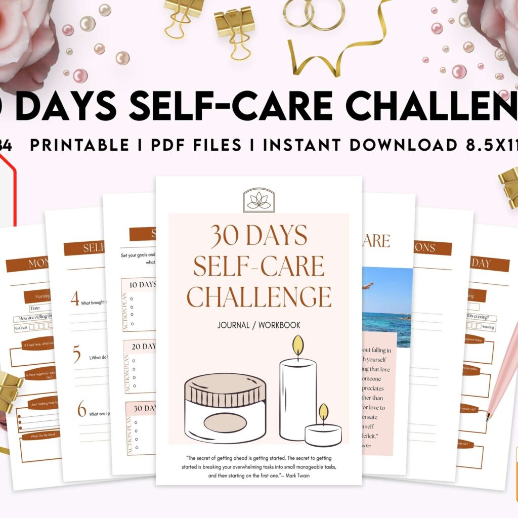 30 Day Self-care Challenge, Self care journal, self care planner, mindfulness, self love journal,wellness journal Digital Download PDF file 8,5×11 inch