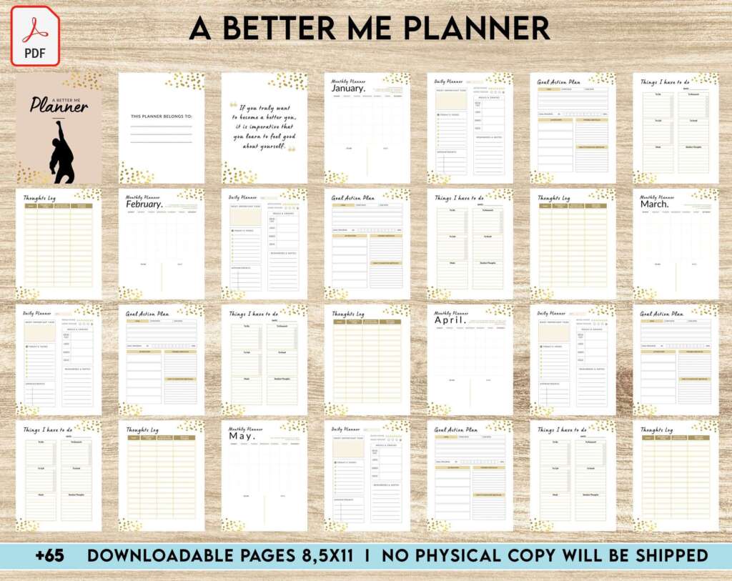 A Better Me Planner, Daily Monthly planner, Goal planner, PDF file 8,5×11 inch