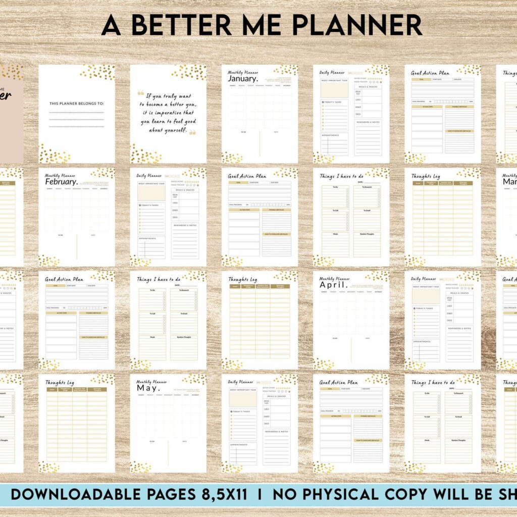 A Better Me Planner, Daily Monthly planner, Goal planner, PDF file 8,5×11 inch